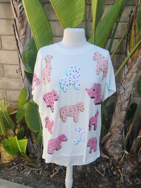 QUEEN OF SPARKLES Tops - Queen of Sparkles Frosted Animal Crackers Tee Large